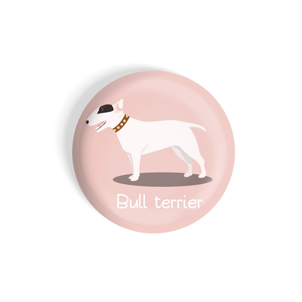 dhcrafts Round Fridge Magnet Pink Color Bull Terrier Pet Dog Glossy Finish Design Pack of 1 (75 mm)